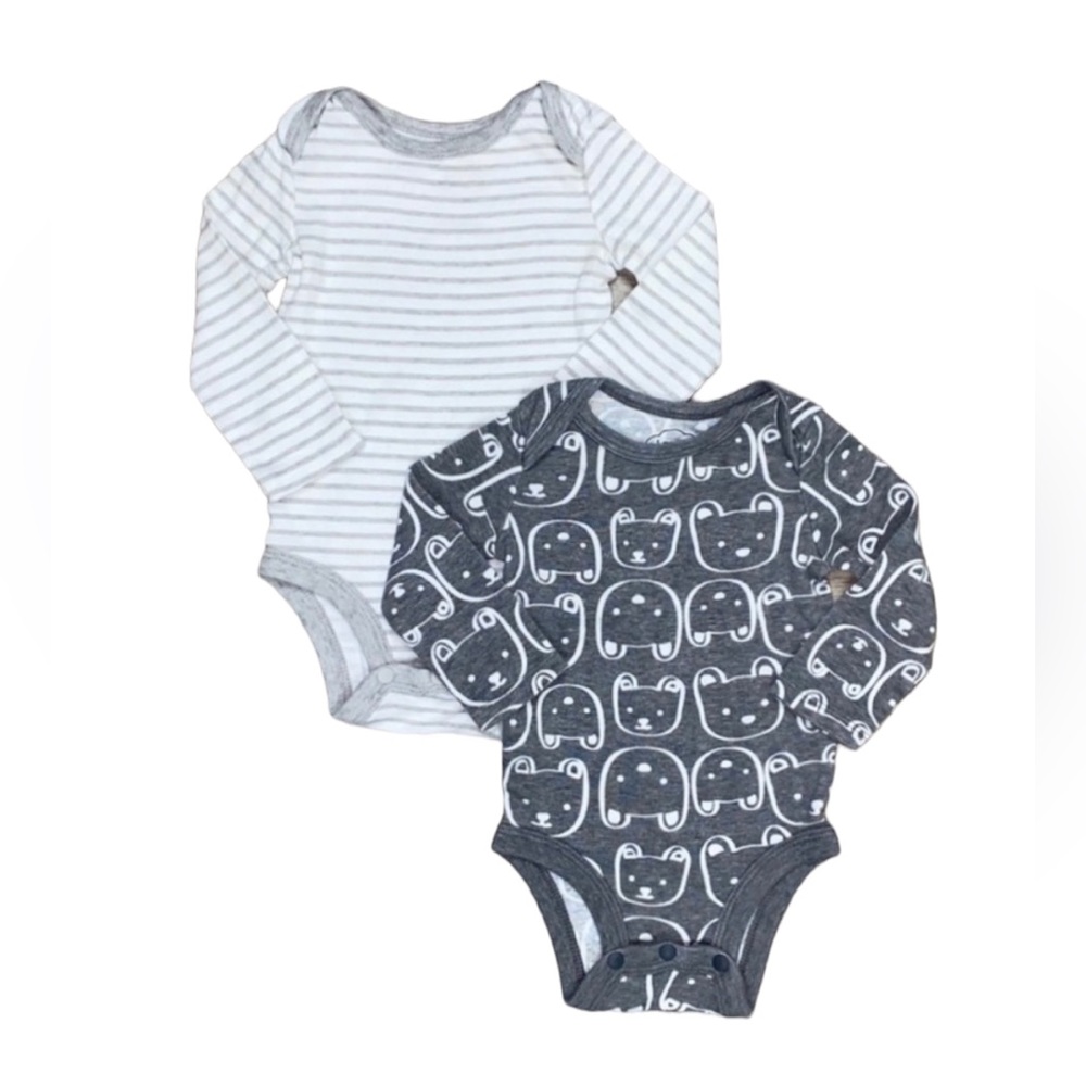 Lamaze Organic Long Sleeve Onesie Bundle 6 Months Gray Bears
